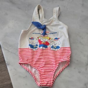 healthtex Red & White Striped One-Piece Swimsuit with Nautical Cartoon